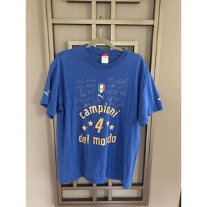 Puma 2006 World Cup Italia CAMPIONI Dell Mondo blue T-shirt size L signatures ￼